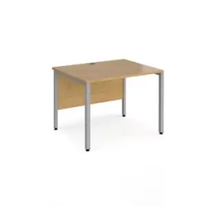 Image of Office Desk 800mm Rectangular Desk With Bench Leg Oak Tops With Silver Frames 800mm Depth Maestro 25