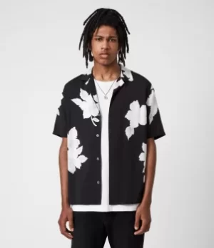 Image of AllSaints Mens Viscose Floral Lightweight Bouquet Shirt, White and Black, Size: XXL