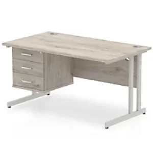 Image of Trexus Rectangular Desk Silver Cantilever Leg 1400x800mm Fixed Ped 3