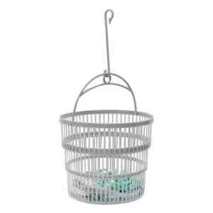 Image of Jvl Round Collapsible Peg Basket With Plastic Pegs, Pack Of 50