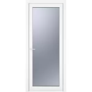 Image of Crystal uPVC Single Door Full Glass Right Hand Open In 890mm x 2090mm Obscure Double Glazed White (each)