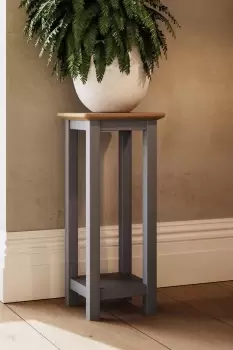 Image of Solid Oak Tall Side Table Grey Ready Assembled - Taberno