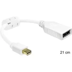 Image of Delock 0403315 DisplayPort Adapter [1x Mini DisplayPort plug - 1x DisplayPort socket] White incl. ferrite core