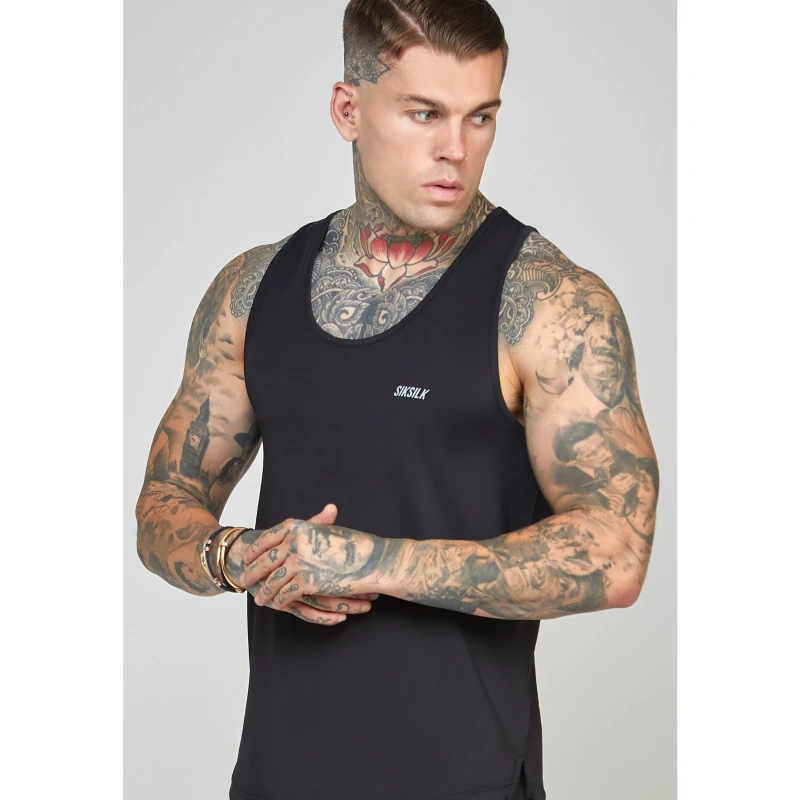 Image of SikSilk Muscle Fit Sleeveless Vest Mens - Black XS