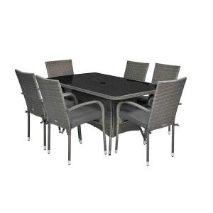 Image of Royalcraft Malaga Rattan 6 Seater Rectangular Stacking Dining Set Garden & Outdoor