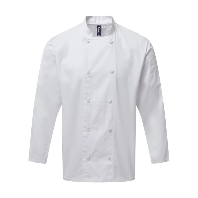 Image of Premier Premier Men Chefs Coolchecker Long Sleeve Jacket in White Size: Medium White M Male 5059444454066