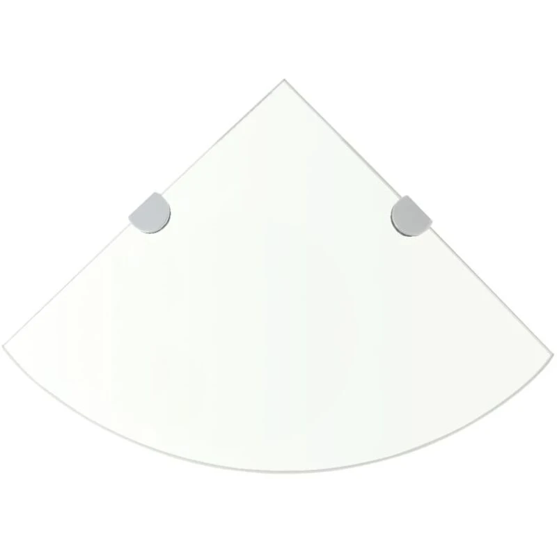 Image of vidaXL Corner Shelf Wall Mounted Storage Rack with Chrome Supports Glass Clear