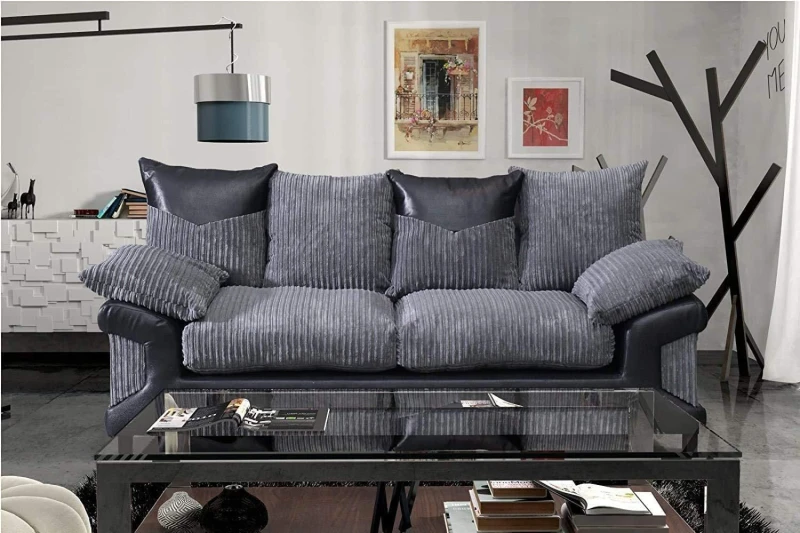 Image of LUXURY LIFE Dino Fabric Cord 3 Seater Sofa Grey