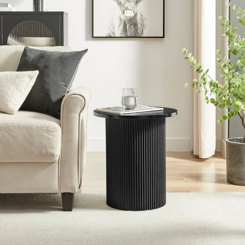 Image of FurnitureboxUK FurnitureboxUK Penrose Round Wooden Pedestal Side Table in Black One Size Unisex 5056657198466
