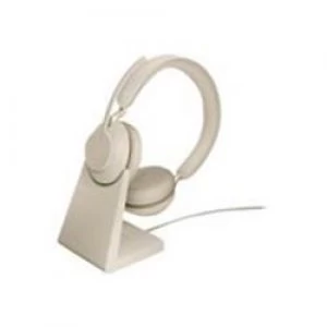 Image of Jabra Evolve2 65 USB-C UC Stereo Headset with Desk Stand - Beige