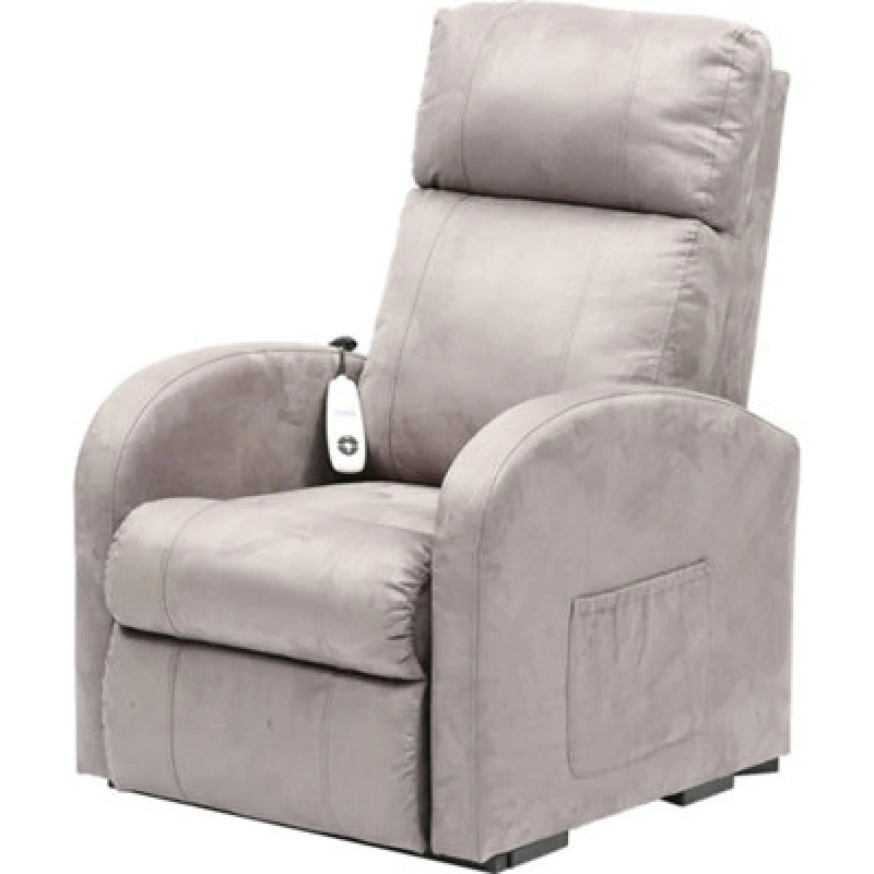 Image of Loops Single Motor Rise and Recline Lounge Chair Pebble Grey Micro Fibre Material Grey