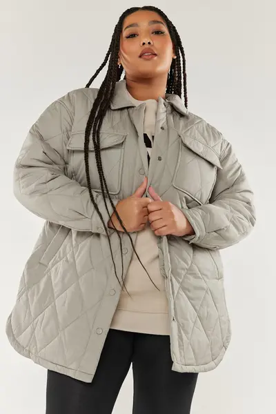 Image of Yours Quilted Jacket Grey