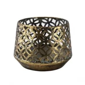 Image of Antiqued Blackened Brass Tealight Holder Small