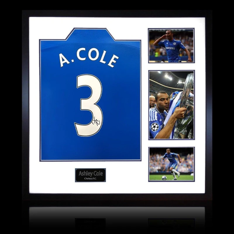 Image of The Fan Cave Ashley Cole Signed Chelsea Premier League Shirt El Blue unisex 820mm x 82