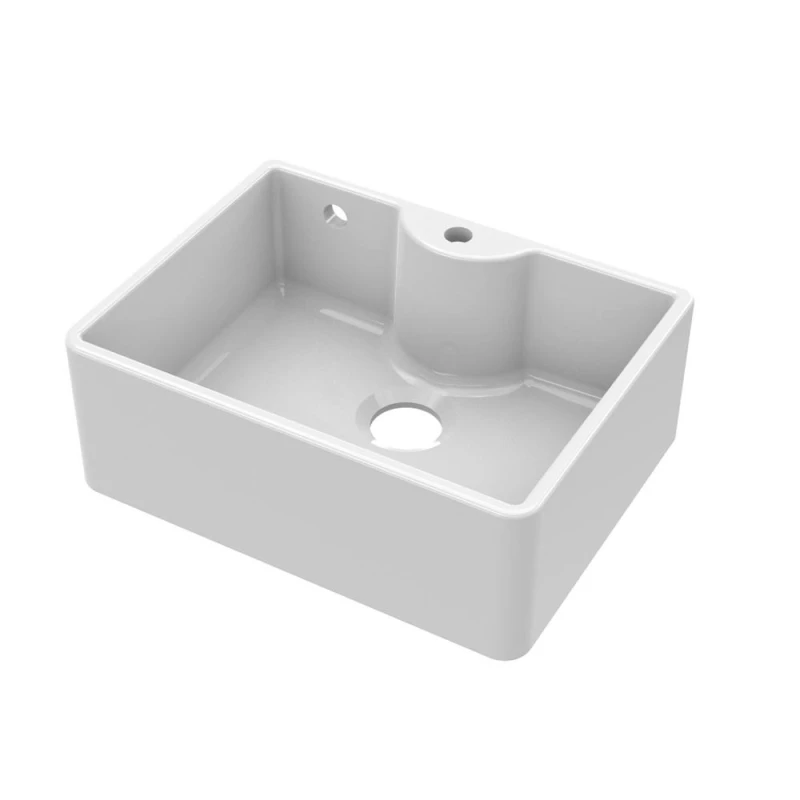 Image of Balterley Fireclay 1 Bowl Butler Sink Tap Ledge Overflow Tap Hole 595mm White