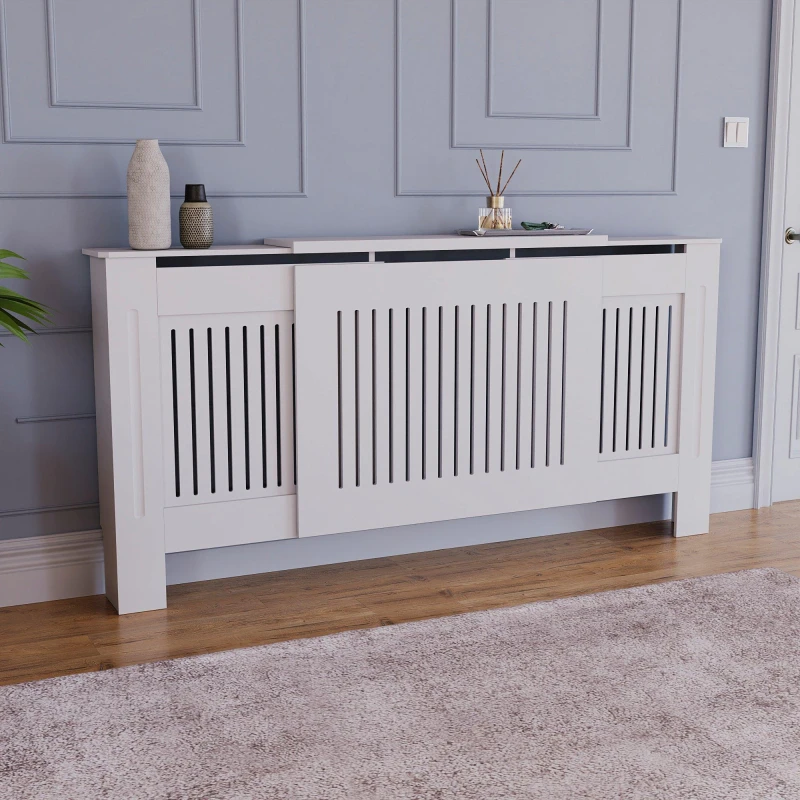 Image of Lassic Vida Designs Chelsea Adjustable Radiator Cover White unisex Adjustable