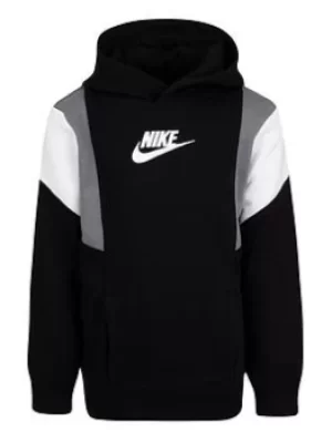 Image of Boys, Nike Younger Boy Colorblock Pullover Hoodie, Black, Size 5-6 Years
