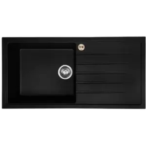 Image of Bristan Gallery Quartz Easyfit 1.0 Bowl Kitchen Sink RH Drainer 1000mm L x 500mm W - Black