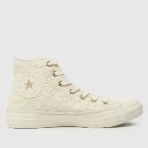 Image of Converse All Star Hi Daisy Cord Trainers In White & Gold