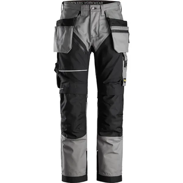 Image of Snickers 6214 Mens Ruff Work Canvas Trousers Holster Pockets 62141804112 Colour: Grey / Black