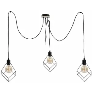 Image of Keter Ruben Cluster Pendant Ceiling Light Wood, 3x E27