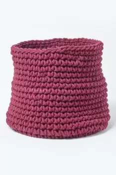 Image of Cotton Knitted Round Storage Basket, 42 x 37 cm