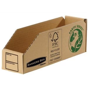 Image of Bankers Box by Fellowes Earth Series 76mm Parts Bin Corrugated Fibreboard Packed Flat Pack of 50