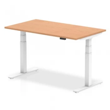 Image of Trexus Sit Stand Desk Height-adjustable White Leg Frame 1400800mm Oak