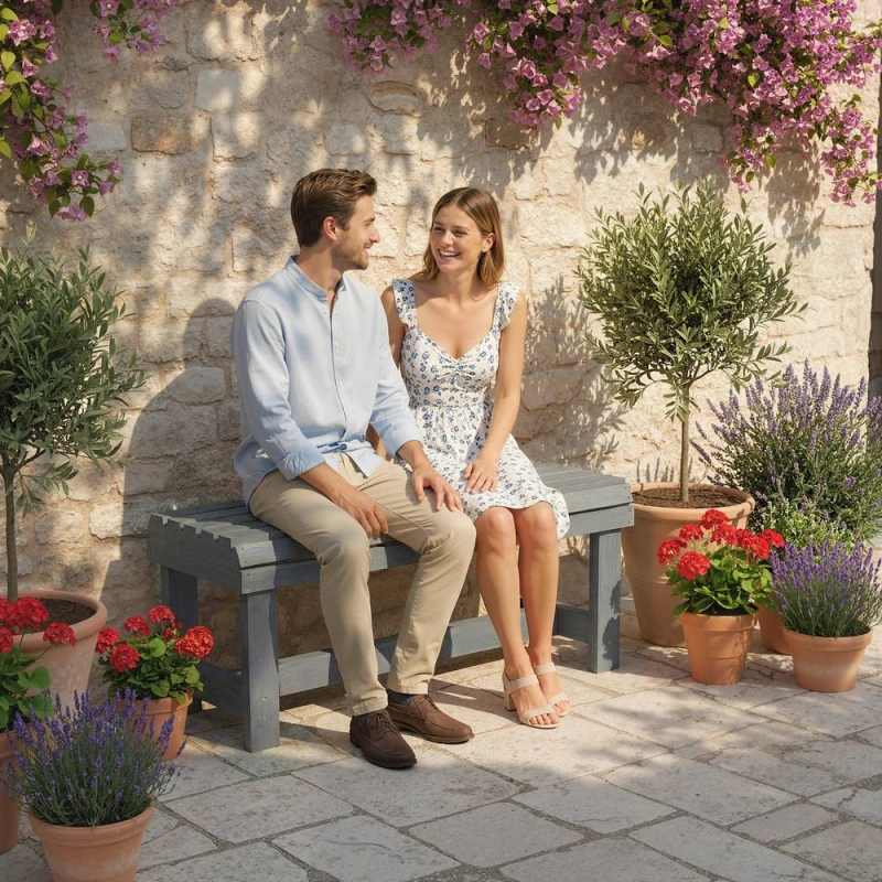 Image of OUTSUNNY Wooden Garden Bench, 2 Seater Slatted Outdoor Bench in Grey Grey Unisex