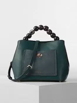 Image of Luella Grey Luella Grey Lucia Beaded Handle Crossbody - Petrol, Black, Women