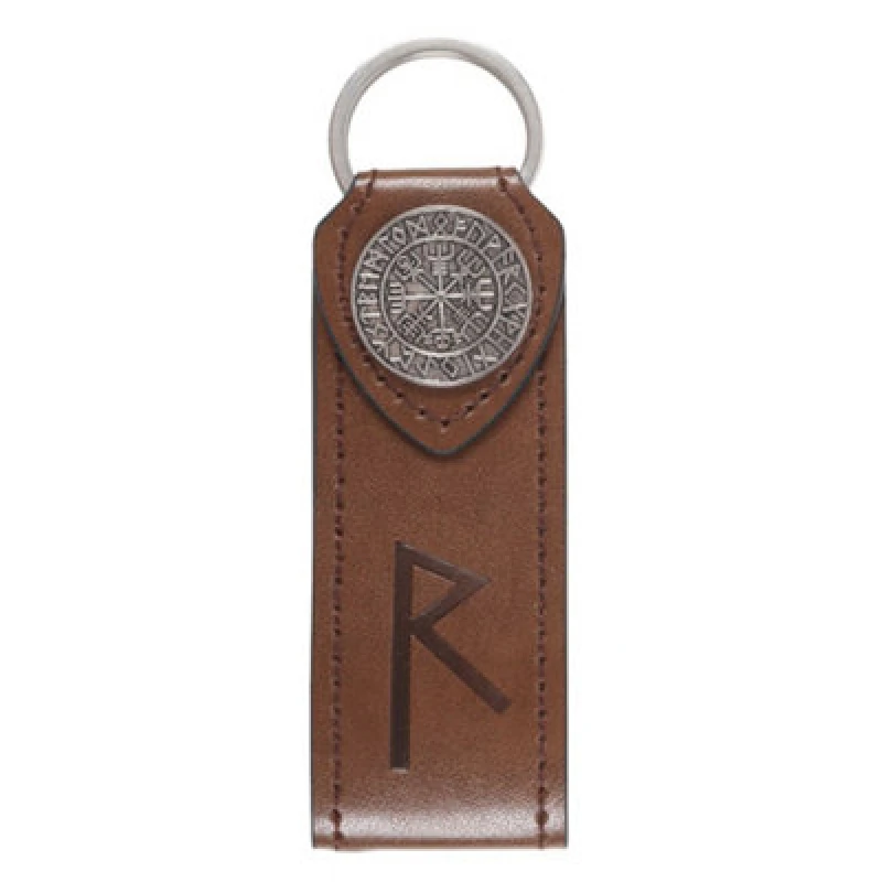 Image of Something Different Journey Viking Rune Faux Leather Keyring Brown/silver (One Size)