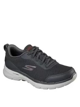 Image of Skechers Go Walk 6 Hyper Pillar Flat Bungee Slip On Trainer, Charcoal, Size 11, Men