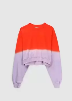 Image of Frame Womens Cropped Dip Dye Sweatshirt In Red Orange Multi