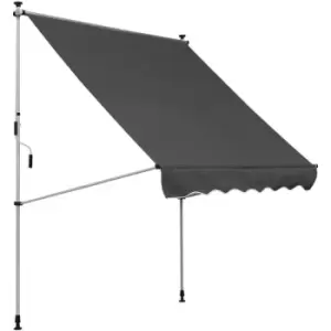 Image of 2x1.5m Manual Retractable Patio Awning Floor- to-ceiling Shade - Grey - Outsunny