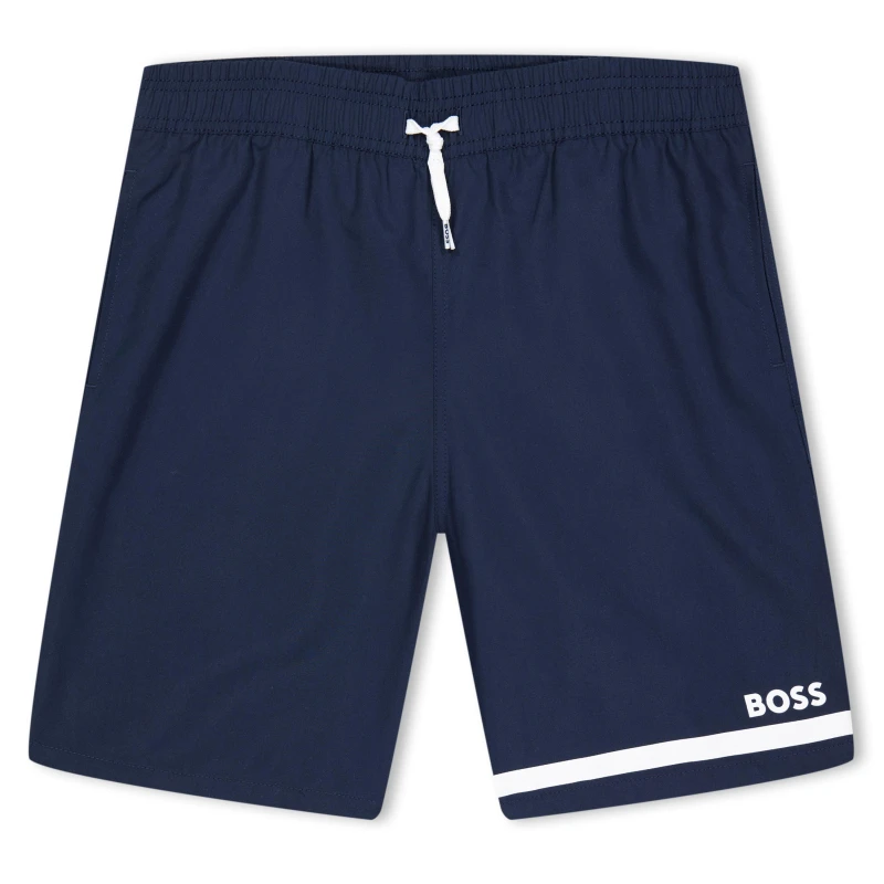 Image of Boss Logo Print Shorts Junior Boys - Blue Blue 7 - 8 Years