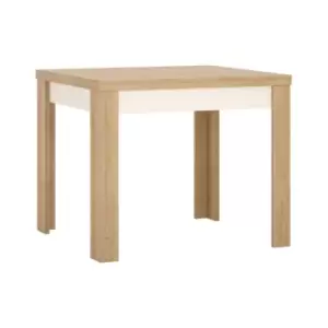 Image of Lyon Small Extending Dining Table 90/180Cm In Riviera Oak Effect/White High Gloss