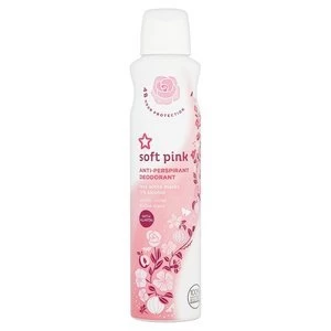 Image of Superdrug Soft Pink Less White Residue Deodorant 250ml