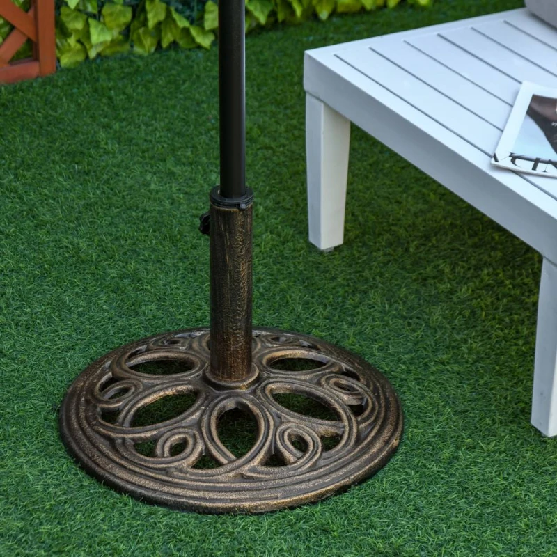 Image of OUTSUNNY Round Patio Umbrella Base Stand, Umbrella Holder in Bronze Bronze Unisex