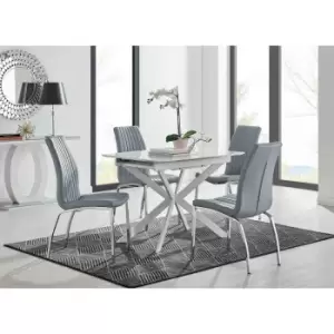 Image of Furniture Box LIRA 100 Extending Dining Table and 4 Grey Isco Chairs
