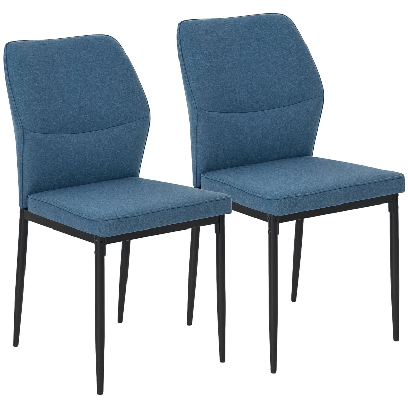 Image of HOMCOM Set of 2 Dining Chairs with Curved Back Padded Seat for Kitchen Blue 83A-210V70BU