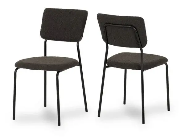 Image of Seconique Sheldon Set of 4 Grey Boucle Fabric Dining Chairs