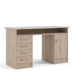 Image of Function Plus Desk 4 Drawer 1 Door In Jackson Hickory Oak Effect