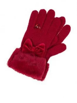Image of Monsoon Girls Bow Diamond Ring Glove - Red