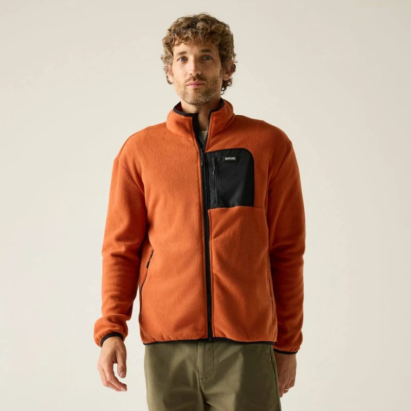 Image of Regatta Mens Frankie Full Zip Fleece in Burnt Orange Size: Large Burnt Orange Male L
