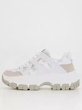 Image of Guess Brayjen Chunky Trainer - White & Grey, White, Size 41, Women