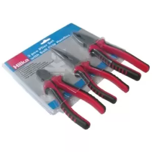 Image of Soft Grip Plier Set 3Pc (Long Nose, Combi & Diagonal) - Hilka