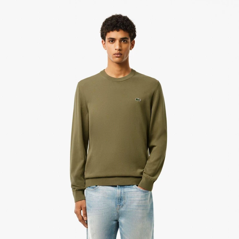 Image of Lacoste Logo Knit Dark Khaki M