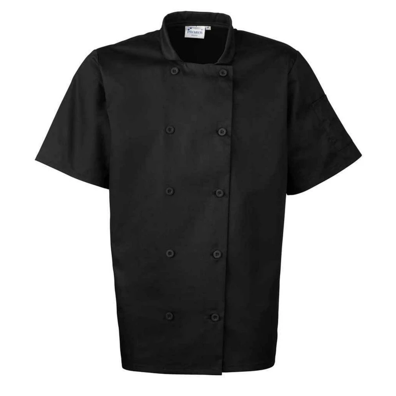 Image of Premier Premier Men Short-Sleeved Chef Jacket in Black Size: Medium Black M Male 5063470758944