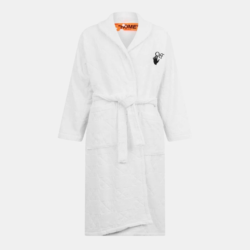 Image of Off White Mono Bathrobe, Monogram Design Creme unisex S