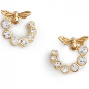 Image of Bejewelled Lucky Bee Swirl hoop Earrings Gold Earrings